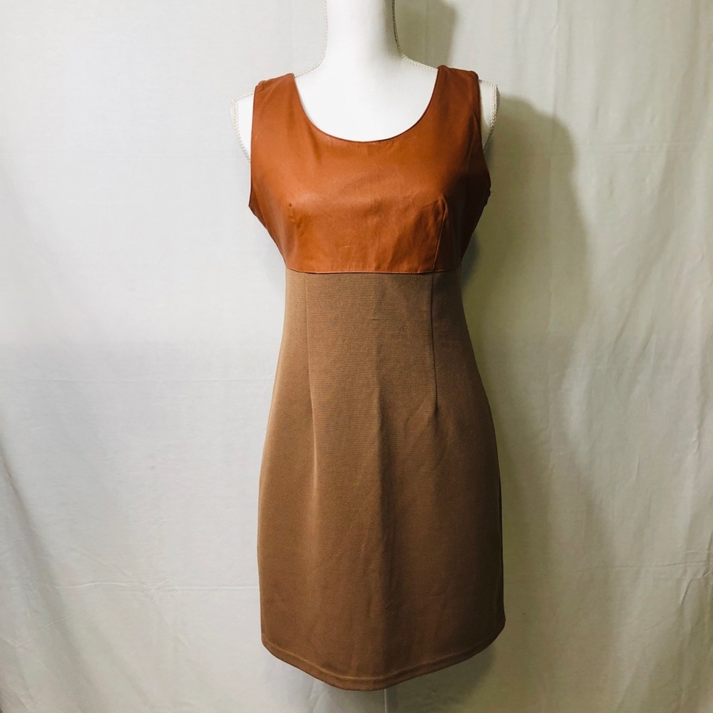 Faux leather mini dress